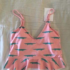 Kortni Jeane Alligator Print Scoop Back Swim Top